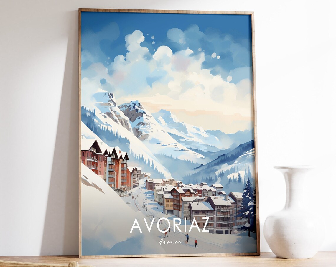 Avoriaz France Ski Resort Village Snowy Peaks Painted Poster