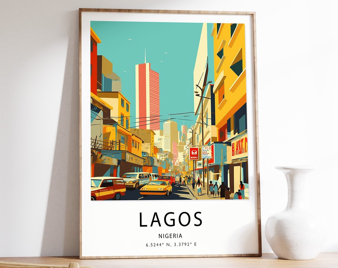 Lagos Vintage Travel Poster, West African Art Print