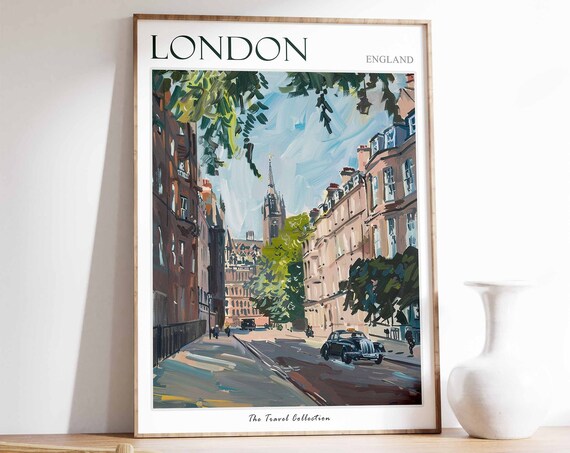 London Poster London Travel Print Tropical Decor City Wall Art British Decor England Travel Print London Gift London Travel Poster