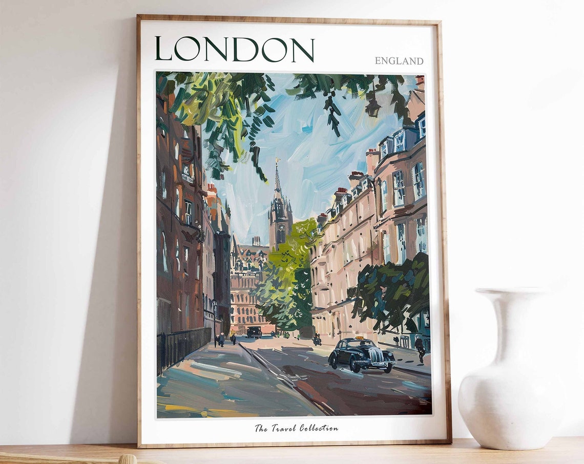 London Poster London Travel Print Tropical Decor City Wall Art British Decor England Travel Print London Gift London Travel Poster
