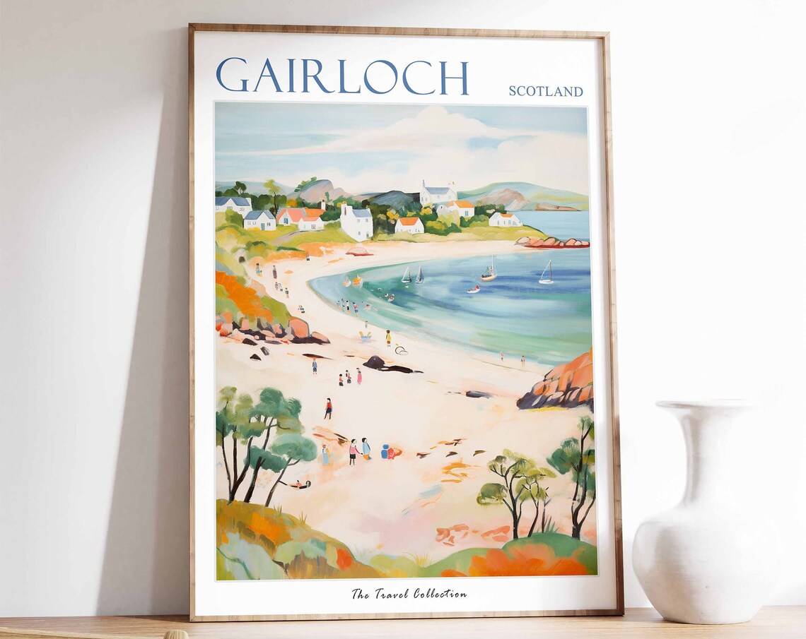 Gairloch Poster Gairloch Travel Print Scotland Travel Poster Scottish Decor Tropical Decor Sea Print Gairloch Gift