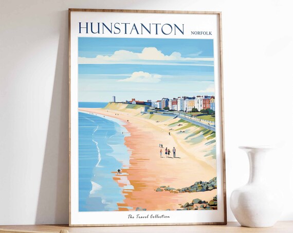 Hunstanton Poster Hunstanton Travel Print Norfolk Travel Poster British Decor Tropical Decor Hunstanton Gift Hunstanton Travel Poster