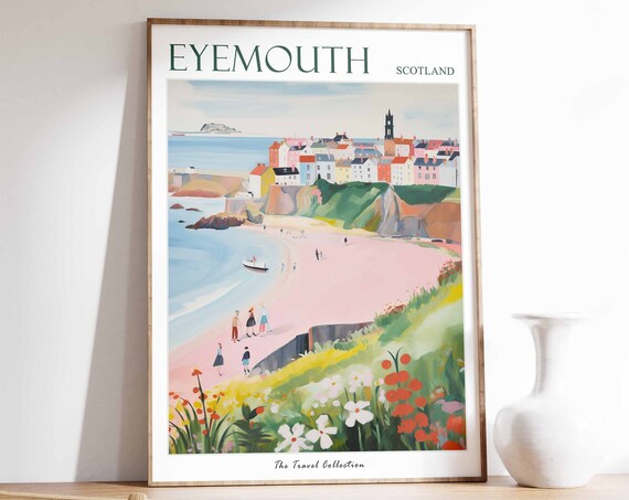 Eyemouth Poster Eyemouth Travel Print Scotland Travel Poster Scottish Decor Tropical Decor Sea Print Eyemouth Gift