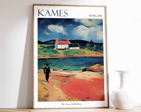 Kames Poster Kames Travel Print Scotland Travel Poster Scottish Decor Tropical Decor Sea Print Kames Gift Kames Travel Poster