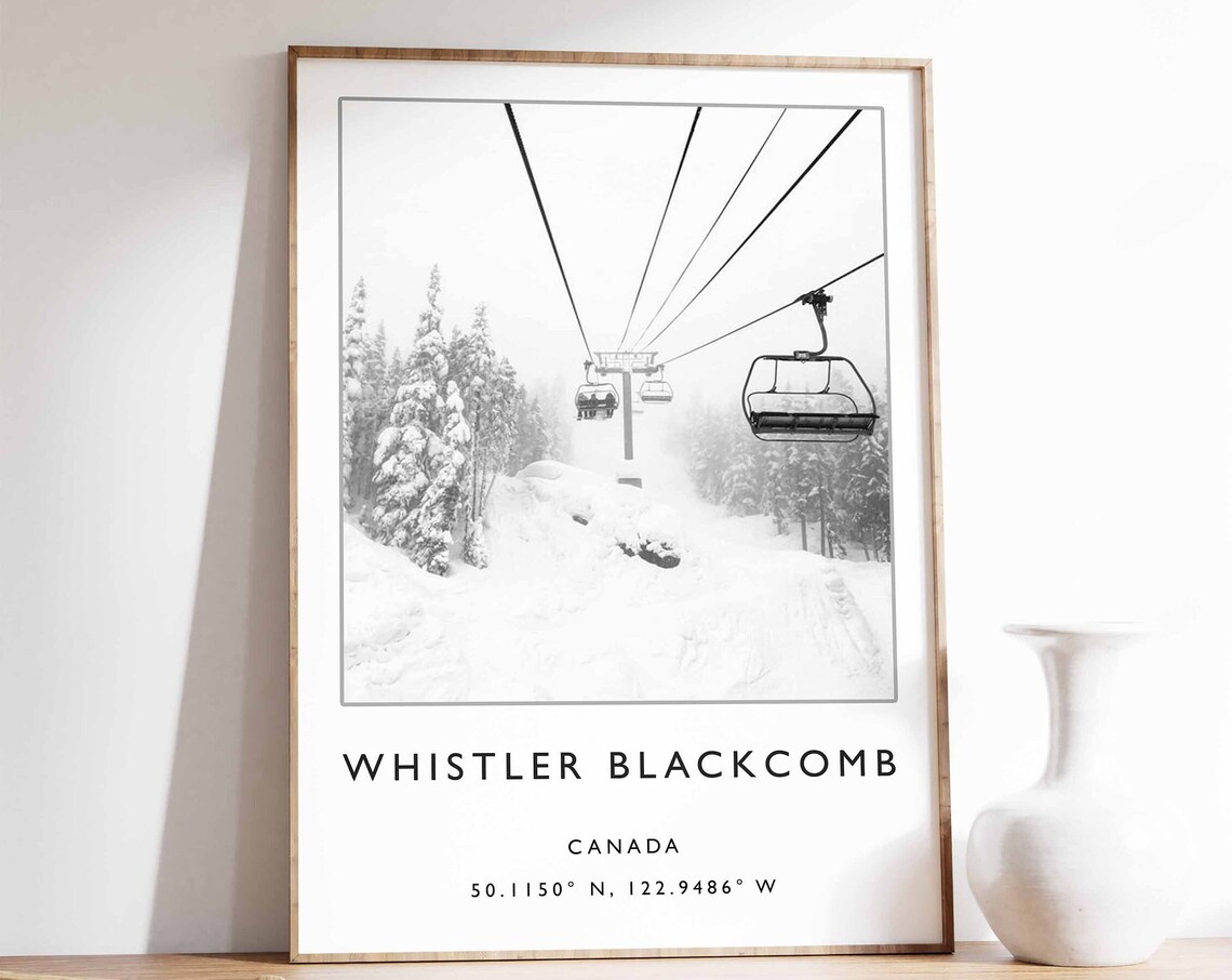 Whistler Blackcomb Ski Print, Vintage Travel Poster