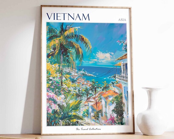 Vietnam Poster Vietnam Travel Print Vietnamese Decor Tropical Wall Art Botanical Print Asian Art Asian Gift Vietnamese Travel Print