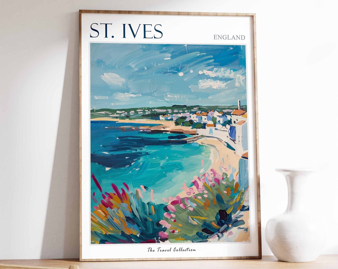 St Ives Travel Poster, Cornwall Coastal Decor