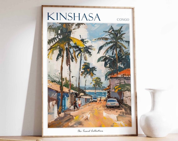 Kinshasa Congo Travel Poster, African Wall Art