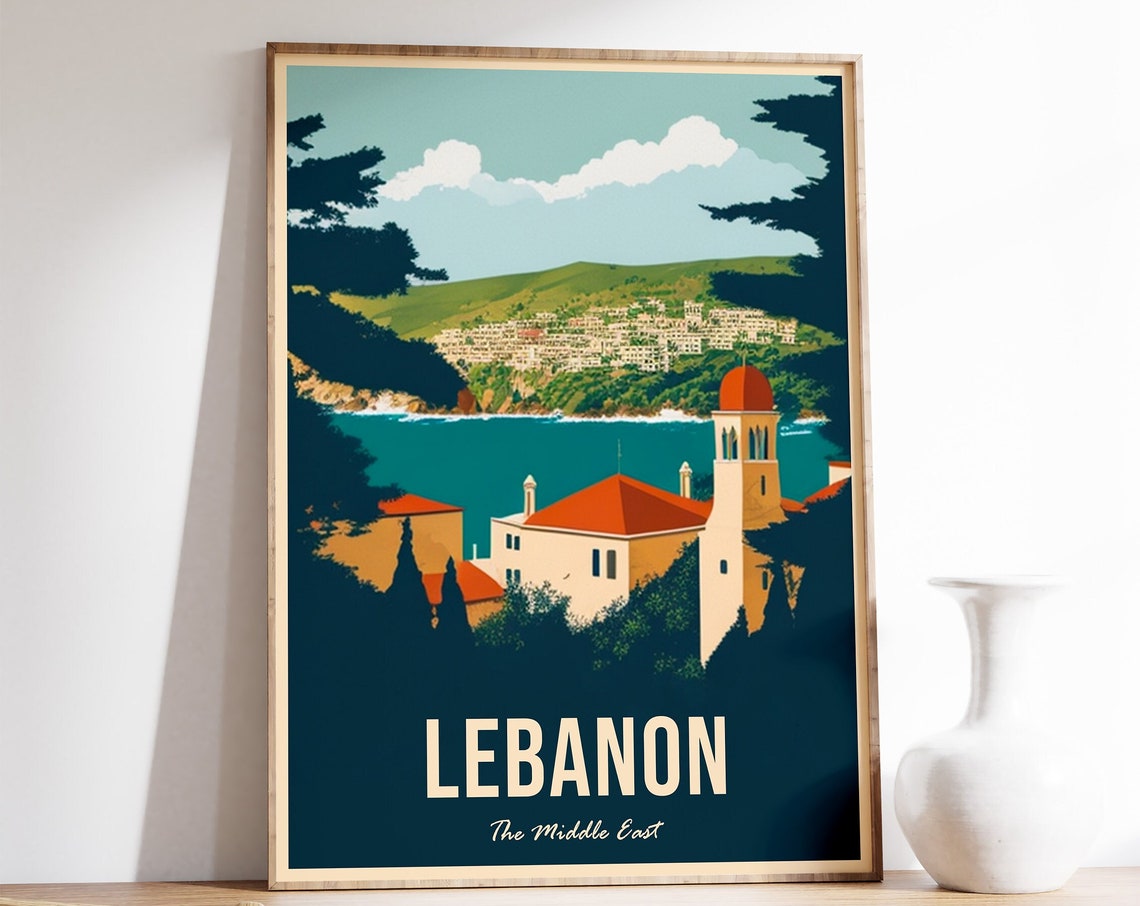 Lebanon Travel Print Lebanon Travel Poster Middle East Travel Wall Art Colourful Travel Art Vintage Travel Travel Gift A1a2a3a4