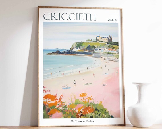 Criccieth Poster Criccieth Travel Print Wales Travel Poster Welsh Decor Tropical Decor Sea Print Criccieth Gift Wales Travel Poster