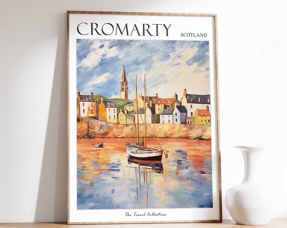 Cromarty Poster Cromarty Travel Print Scotland Travel Poster Scottish Decor Tropical Decor Sea Print Cromarty Gift