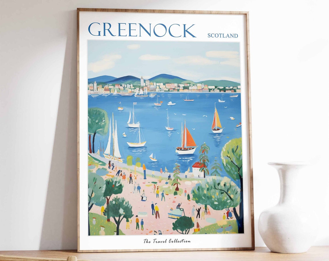 Greenock Scotland Sailing Regatta Orange Sails Crowded Beach Poster