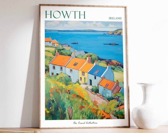 Howth Poster Howth Travel Print Ireland Travel Poster Irish Decor Tropical Decor Sea Print Howth Gift Howth Travel Poster