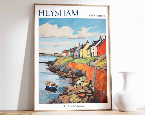Heysham Poster Heysham Travel Print Lancashire Travel Poster British Decor Tropical Decor Heysham Gift Heysham Travel Poster
