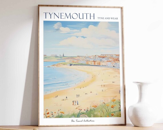 Tynemouth Poster Tynemouth Travel Print Tyne And Wear Travel Poster British Decor Tropical Decor Sea Print Tynemouth Travel Poster