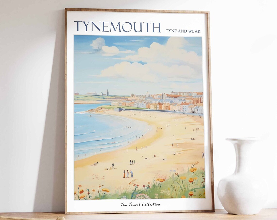 Tynemouth Tyne And Wear Old Town Beach Summer Seascape Travel Poster