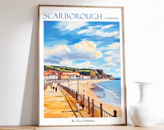 Scarborough Poster Scarborough Travel Print North Yorkshire Travel Poster British Decor Tropical Decor Scarborough Travel Poster