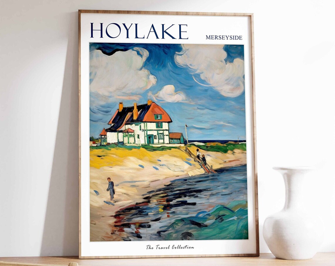 Hoylake Merseyside Beach House Impressionist Oil Painting Poster