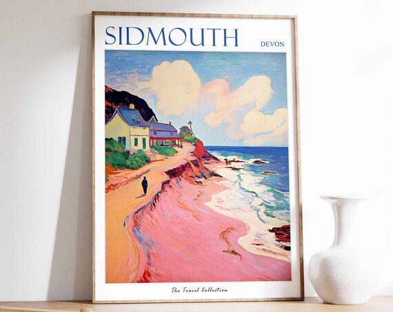 Sidmouth Poster Sidmouth Travel Print Devon Travel Poster British Decor Tropical Decor Sea Print Sidmouth Gift Sidmouth Travel Poster