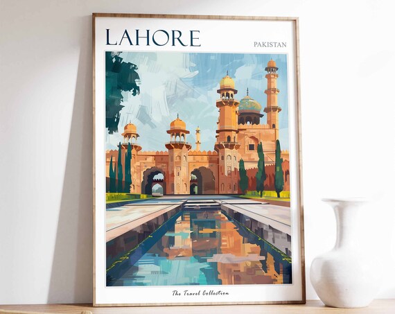 Lahore Poster Lahore Travel Print Tropical Decor City Wall Art Pakistani Decor Pakistan Travel Print Lahore Gift Lahore Travel Poster