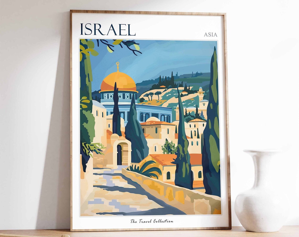 Israel Travel Poster Israel Travel Print Jewish Decor Jewish Travel Poster Israeli Art Israeli Decor Israel Gift Israel Travel Art