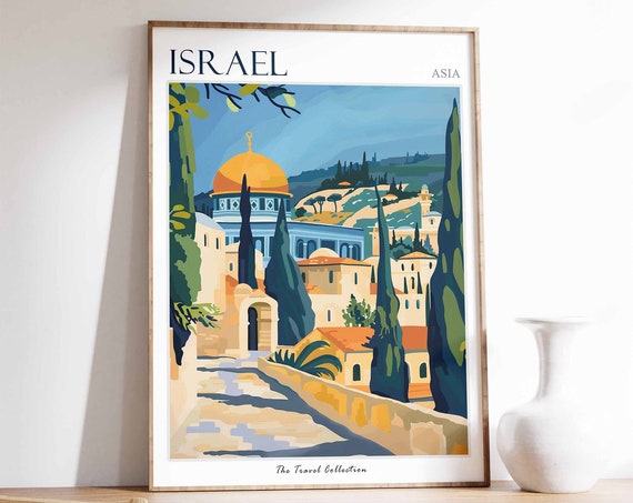 Israel Travel Poster Israel Travel Print Jewish Decor Jewish Travel Poster Israeli Art Israeli Decor Israel Gift Israel Travel Art