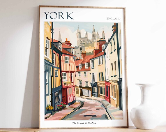 York Poster York Travel Print Tropical Decor City Wall Art British Decor England Travel Print York Gift York Travel Poster
