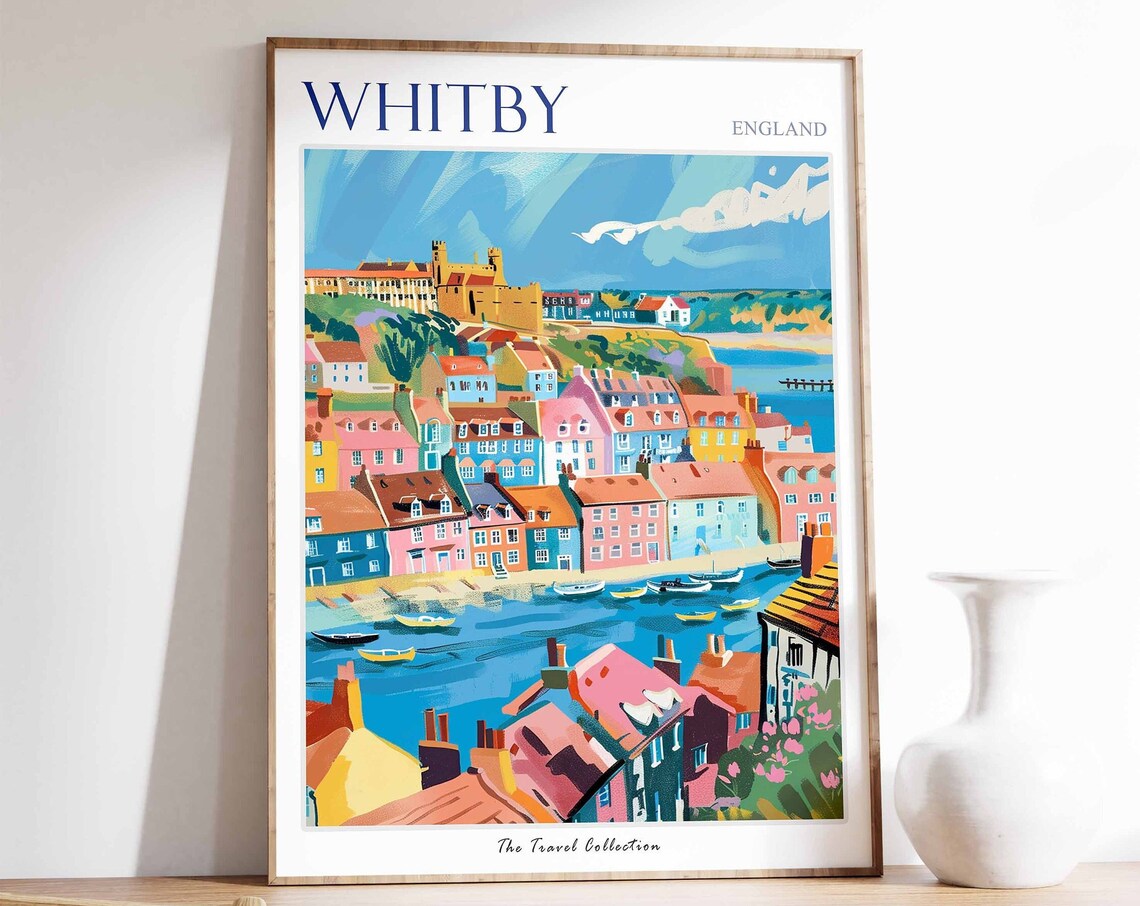 Whitby Travel Poster, British Coastal Decor