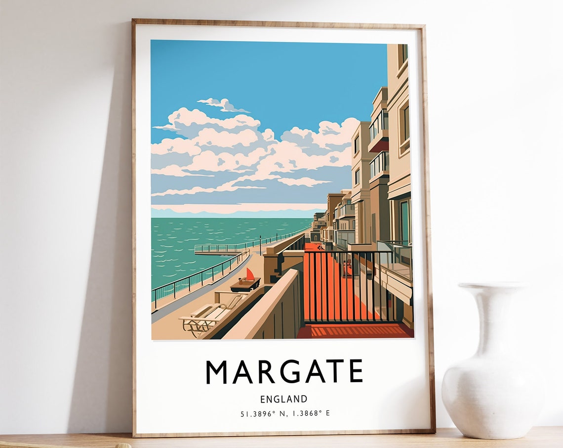 Margate Travel Print English Coast Travel Poster Margate Travel Print Travel Art Travel Poster Colourful Travel Print Travel Art