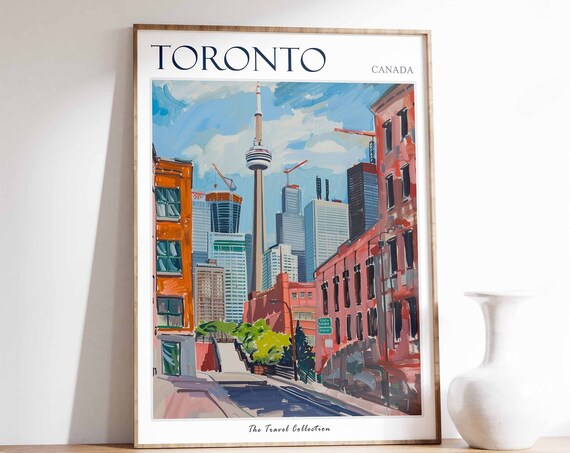 Toronto Poster Toronto Travel Print Tropical Decor City Wall Art Canadian Decor Canada Travel Print Toronto Gift