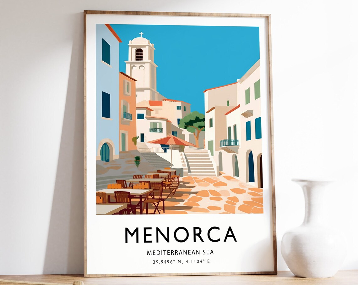 Menorca Travel Poster, Spanish Travel Art Print