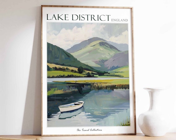 Lake District Poster Lake District Travel Print Uk Travel Poster Uk Decor English Travel Art Countryside Print Lake District Art