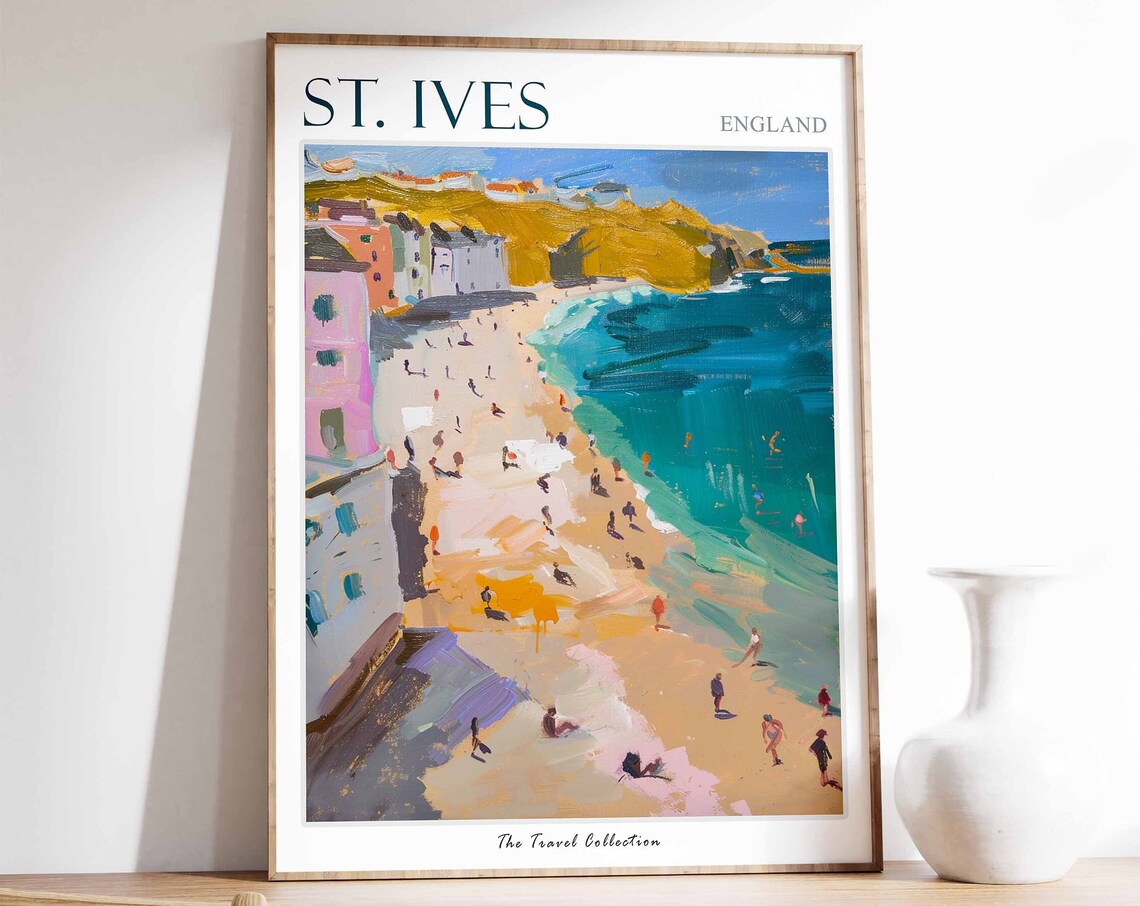 St Ives Travel Poster, Cornish Coastal Decor
