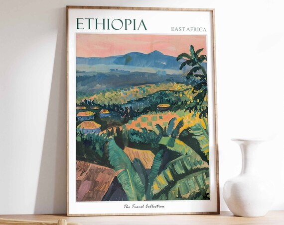 Ethiopia Poster Ethiopia Print Ethiopian Travel Poster African Decor Tropical Decor Botanical Art African Art Ethiopian Gift