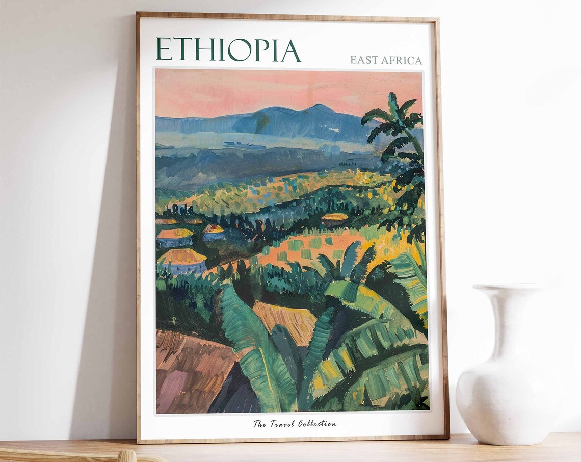 Ethiopia East Africa Banana Trees Village Sunset Glow Poster