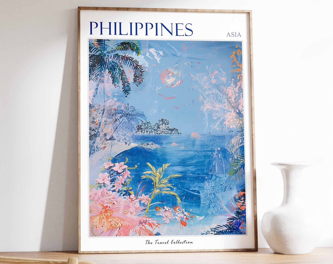 Philippines Tropical Lagoon Island Paradise Painting Travel Poster