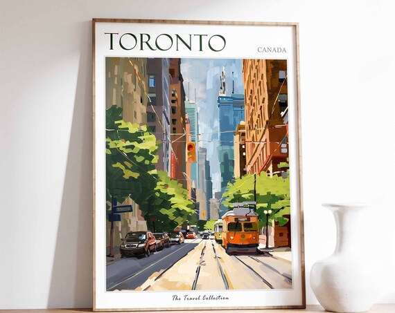 Toronto Poster Toronto Travel Print Tropical Decor City Wall Art Canadian Decor Canada Travel Print Toronto Gift