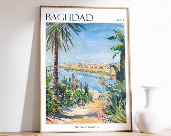 Baghdad Poster Baghdad Travel Print Islamic Decor Tropical Wall Art Iraq Decor Middle Eastern Print Iraq Poster