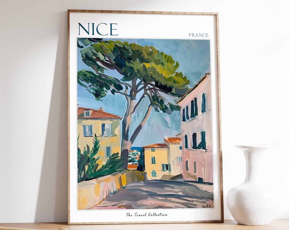 Nice Poster Nice France Travel Print France Travel Poster Tropical Decor Beach Art Travel Gift Floral Print Coastal Decor