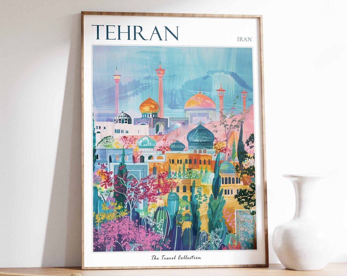 Tehran Travel Poster, Iranian City Wall Art