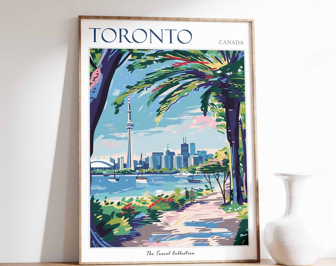 Toronto Canada CN Tower Harbour Sailboats Skyline Lake View Poster