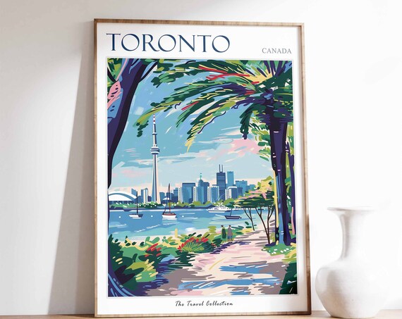 Toronto Poster Toronto Travel Print Tropical Decor City Wall Art Canadian Decor Canada Travel Print Toronto Gift