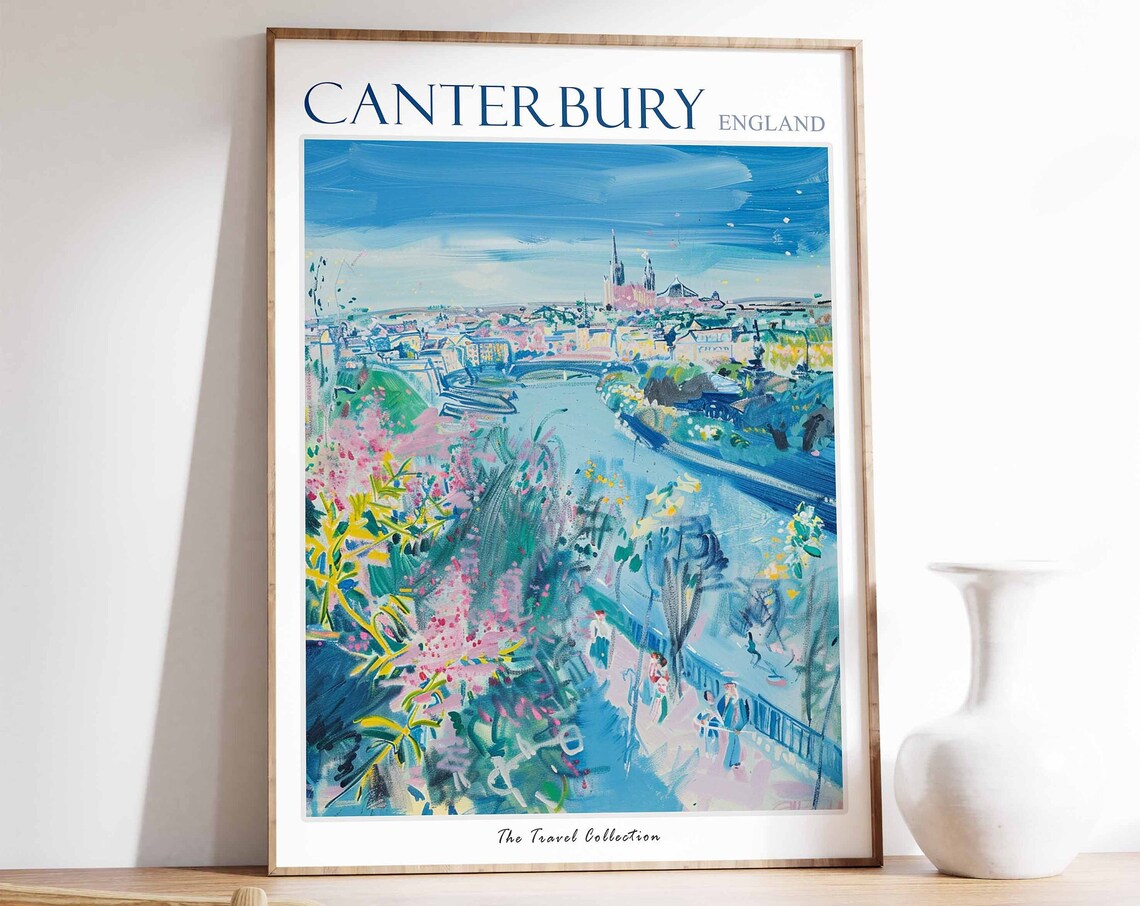 Canterbury Cathedral River Impressionist England Travel Poster
