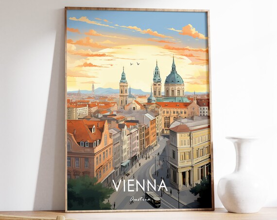 Vienna Poster Austria Travel Print, Floral Decor