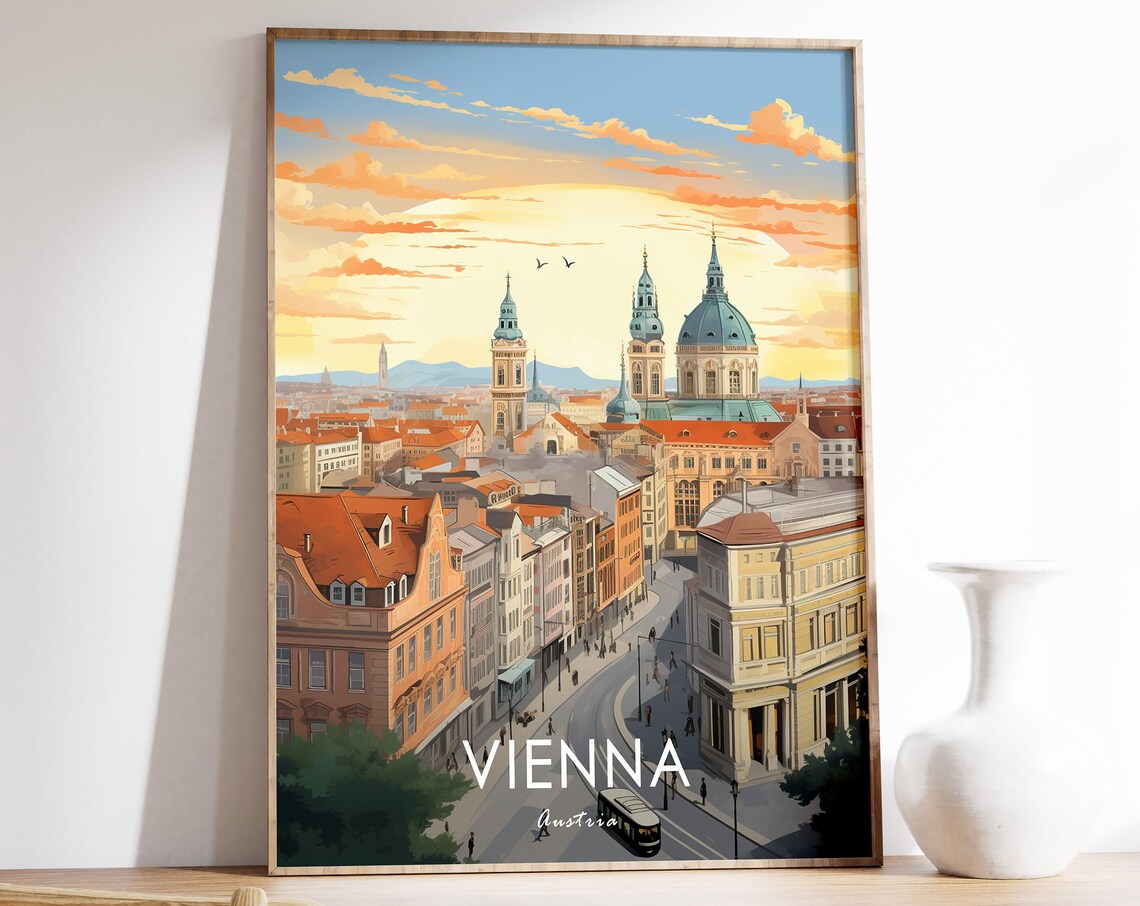 Vienna Poster Austria Travel Print, Floral Decor