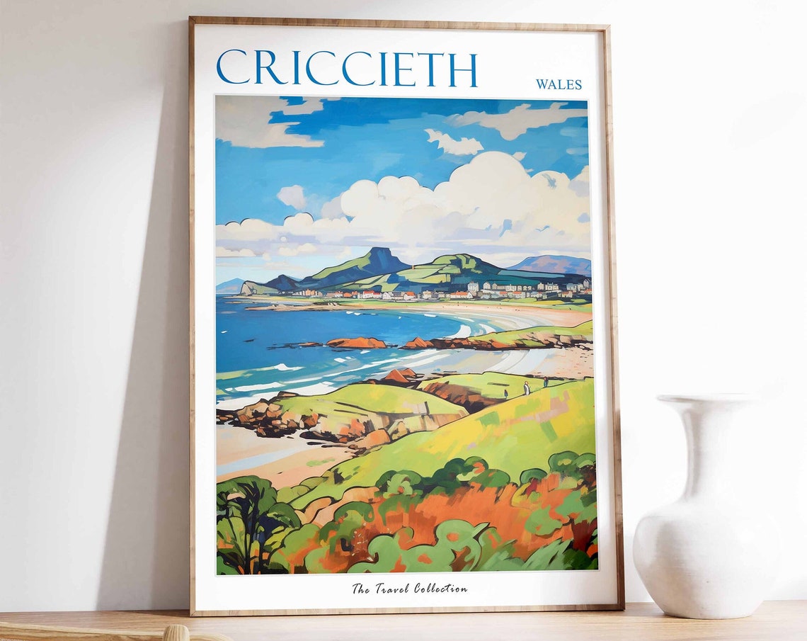 Criccieth Wales Coastal Cliffs and Castle Hills Seaside Poster