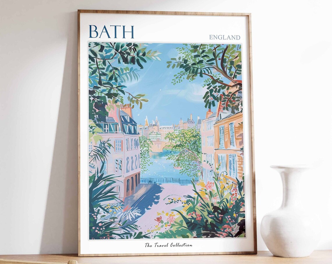 Bath Georgian Street Church Tower View England Travel Poster