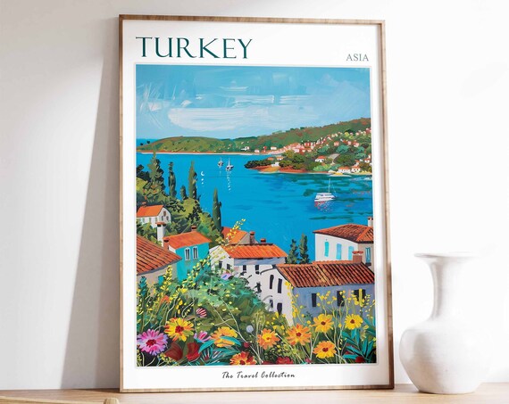 Turkey Poster Turkey Travel Print Turkish Decor Tropical Decor Botanical Art Islamic Gift Islamic Art Turkish Wall Art Turkish Gift