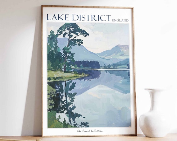 Lake District Poster Lake District Travel Print Uk Travel Poster Uk Decor English Travel Art Countryside Print Lake District Art