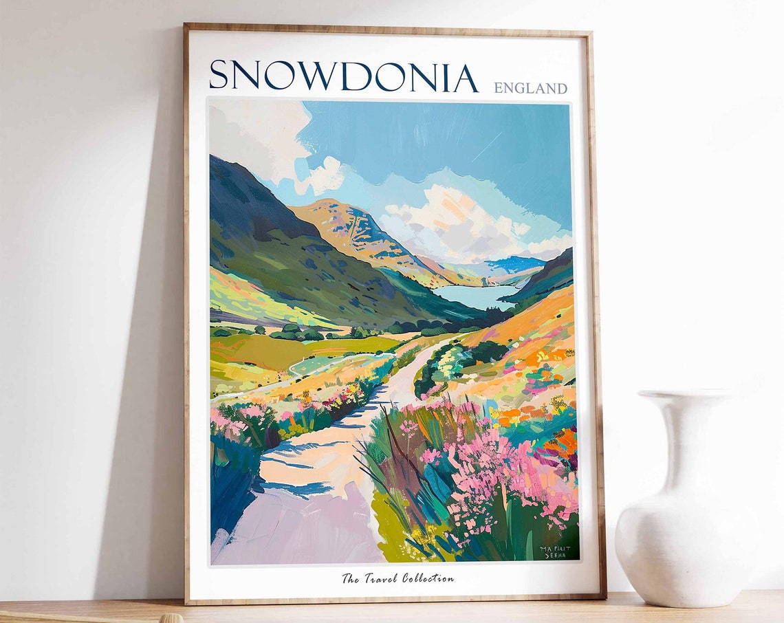Snowdonia Poster Snowdonia Travel Print Wales Travel Poster Welsh Decor British Travel Art Countryside Print Snowdonia Art